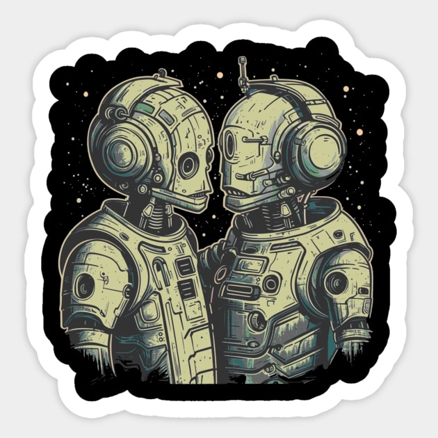 Two cyborgs in love - Love is love Sticker by Unelmoija